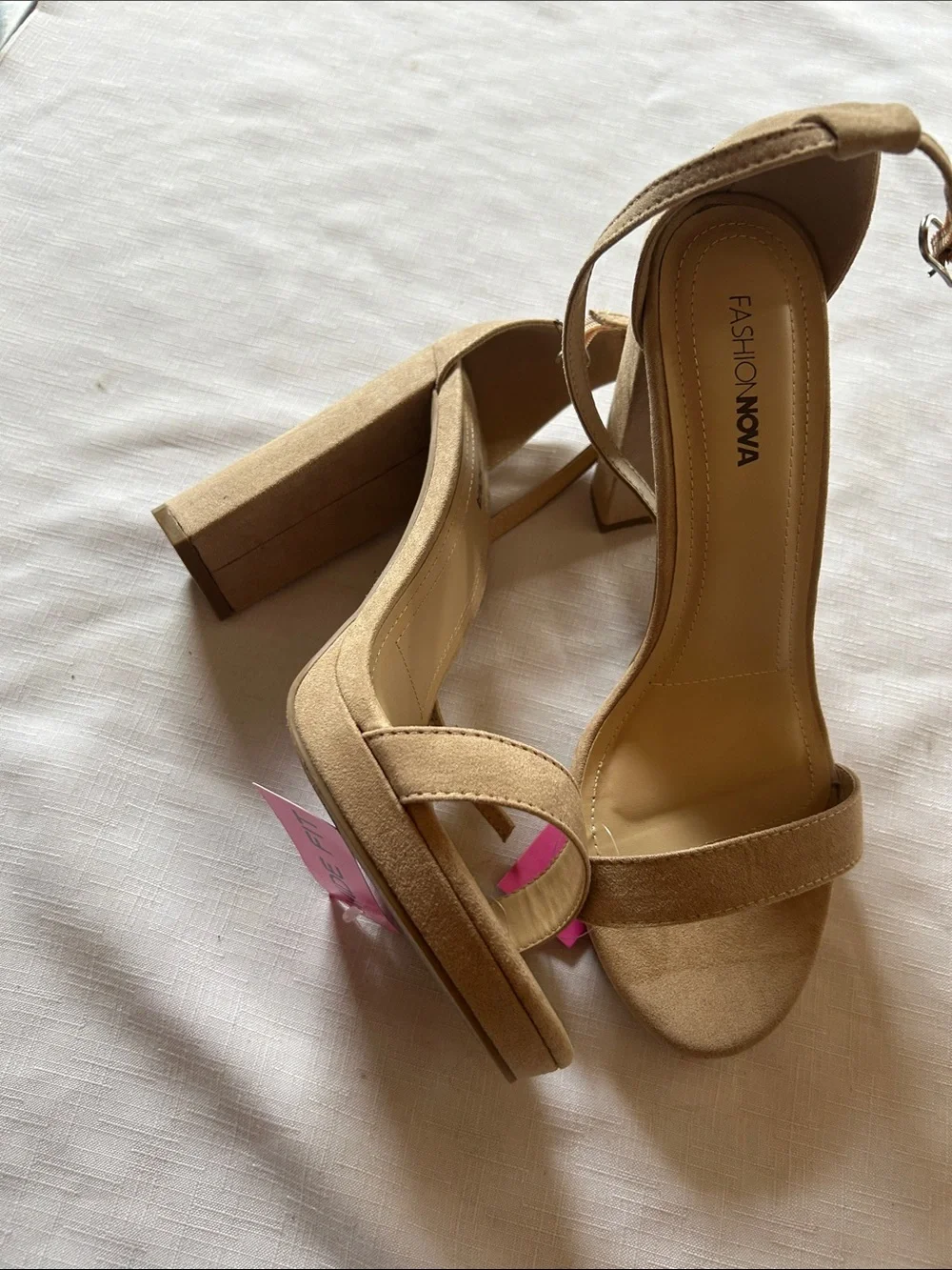 Fashion Nova Nude Ankle-Strap Block Heels